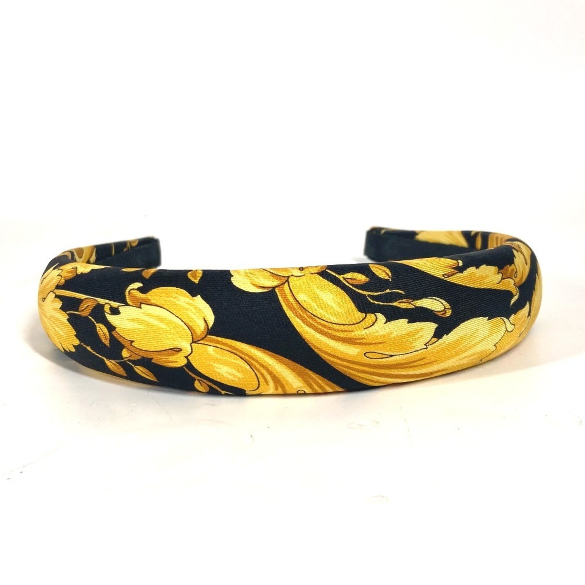 VERSACE Baroque Headband, Hairband, Silk, Women's, Black