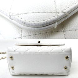 CHANEL Coco Handle 19 XXS Chain Shoulder 2-Way Bag White AS2215 Caviar Skin Women's