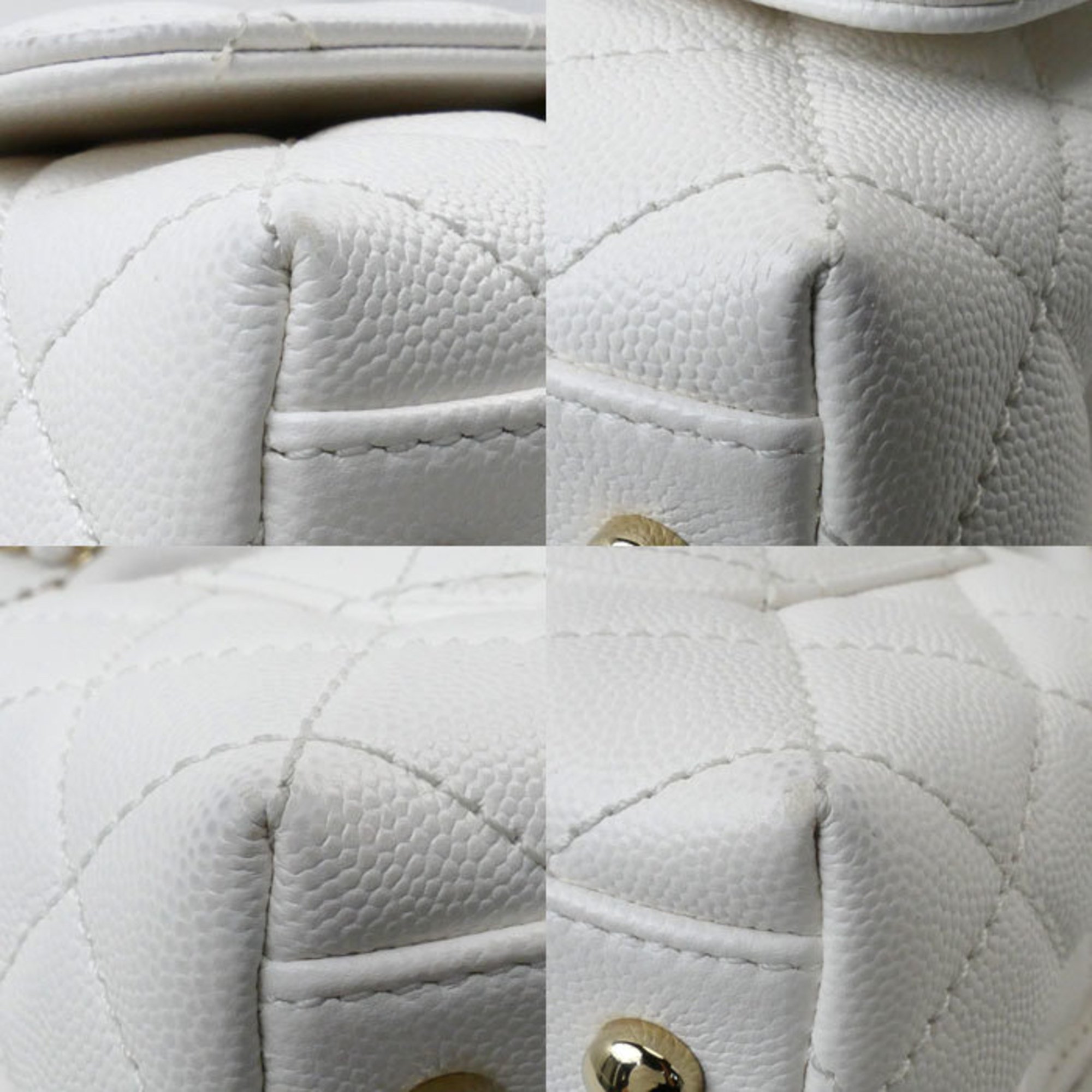 CHANEL Coco Handle 19 XXS Chain Shoulder 2-Way Bag White AS2215 Caviar Skin Women's