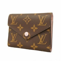 Louis Vuitton Tri-fold Wallet Monogram Portefeuille Victorine M62360 Brown Rose Ballerine Ladies