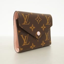 Louis Vuitton Tri-fold Wallet Monogram Portefeuille Victorine M62360 Brown Rose Ballerine Ladies