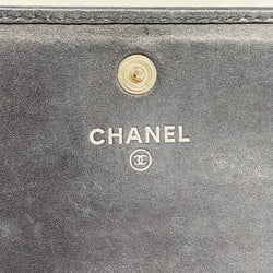 Chanel Long Wallet Cambon Lambskin Patent Leather Black Women's