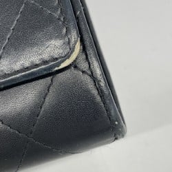 Chanel Long Wallet Cambon Lambskin Patent Leather Black Women's