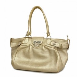 Salvatore Ferragamo Tote Bag Gancini Leather Gold Champagne Women's