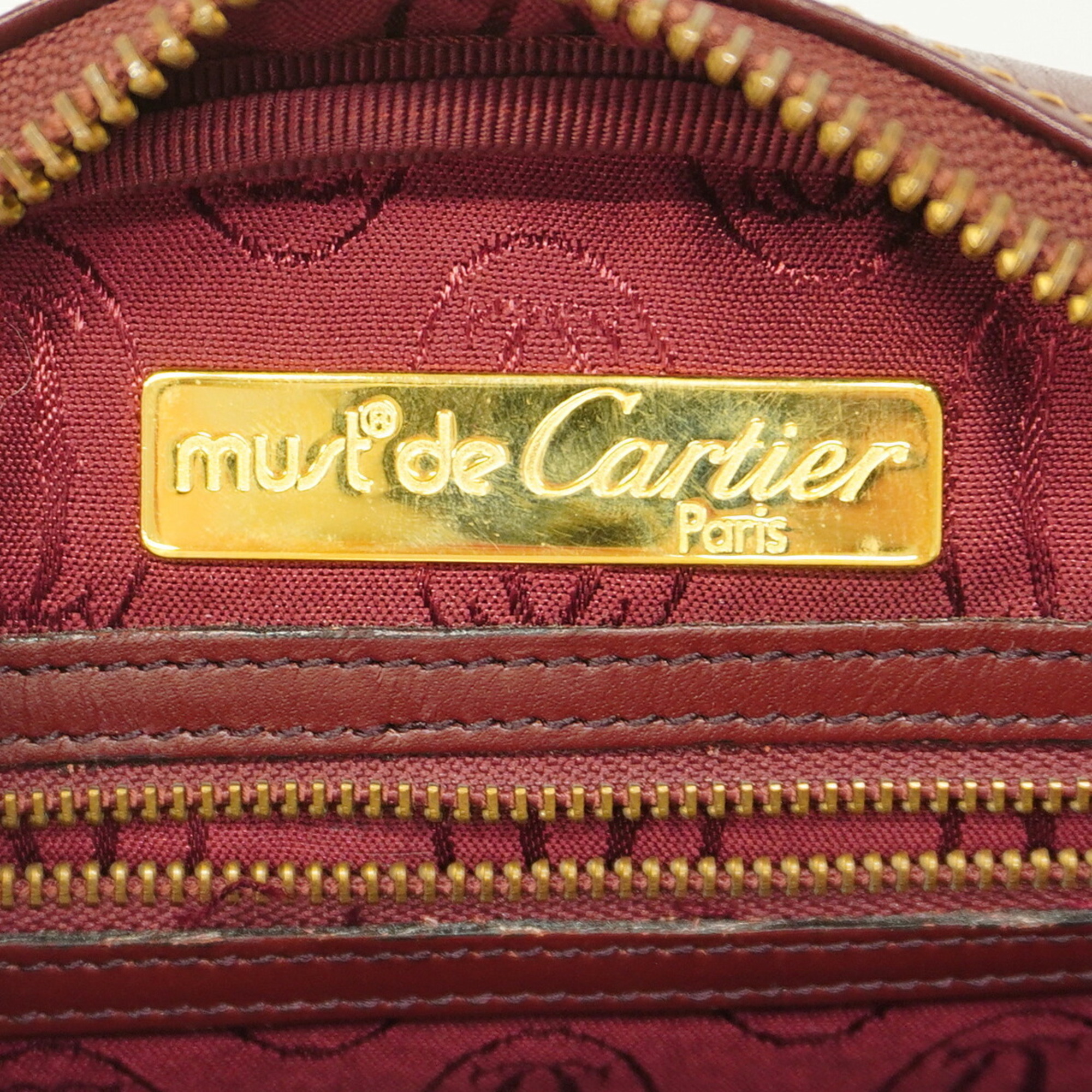 Cartier Shoulder Bag Must Leather Bordeaux Women's