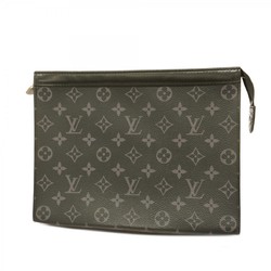 Louis Vuitton Clutch Bag Monogram Eclipse Pochette Voyage MM M61692 Black Grey Men's