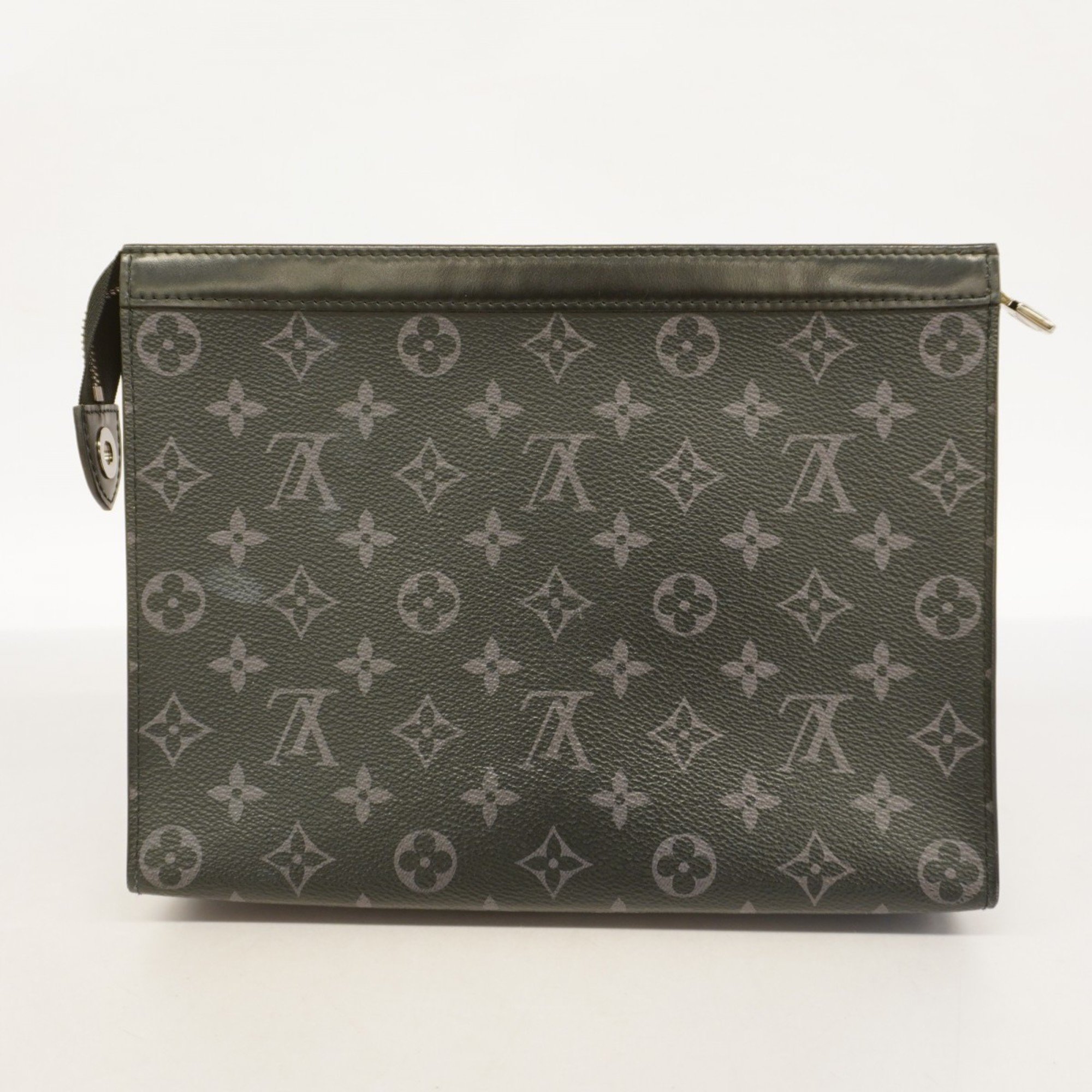 Louis Vuitton Clutch Bag Monogram Eclipse Pochette Voyage MM M61692 Black Grey Men's