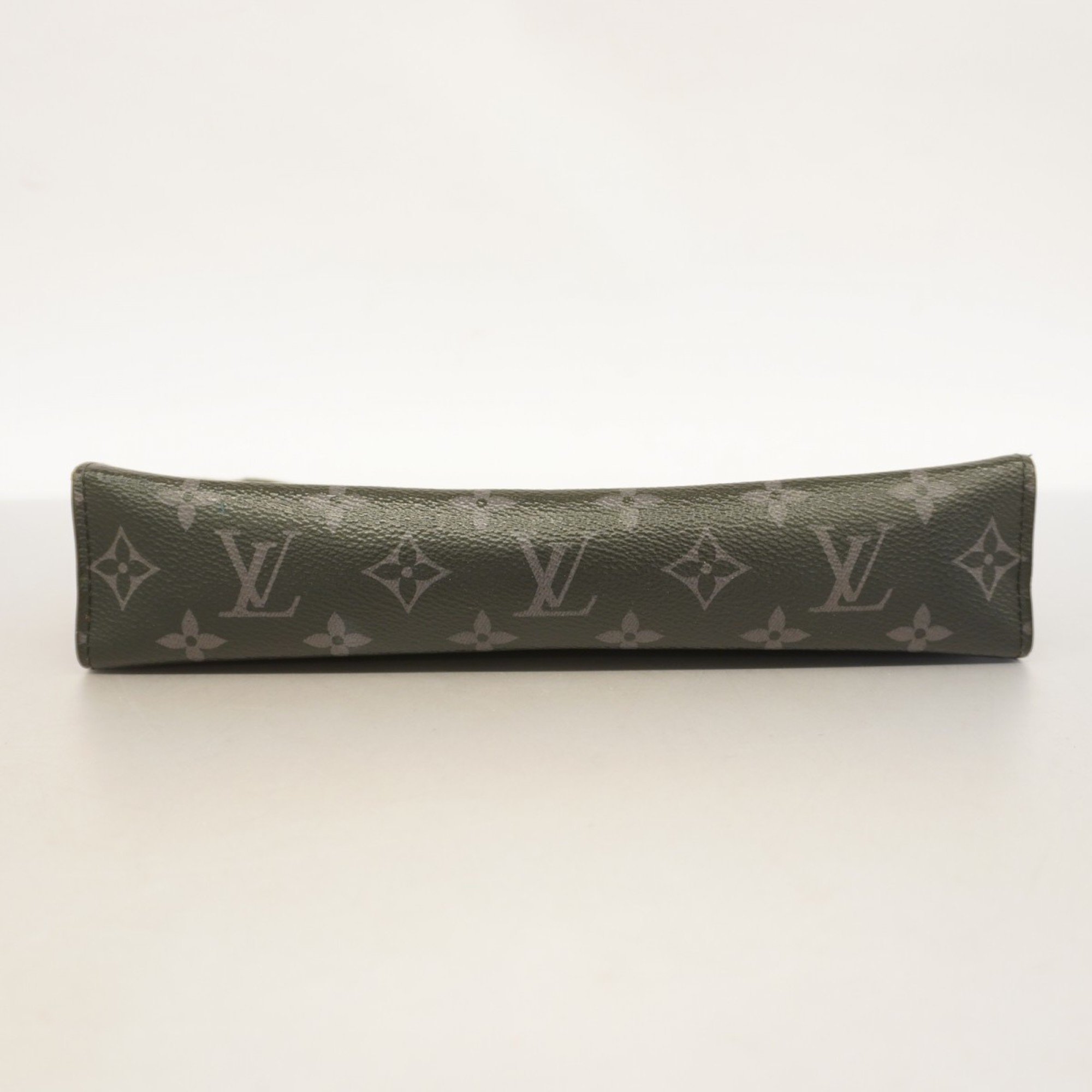 Louis Vuitton Clutch Bag Monogram Eclipse Pochette Voyage MM M61692 Black Grey Men's