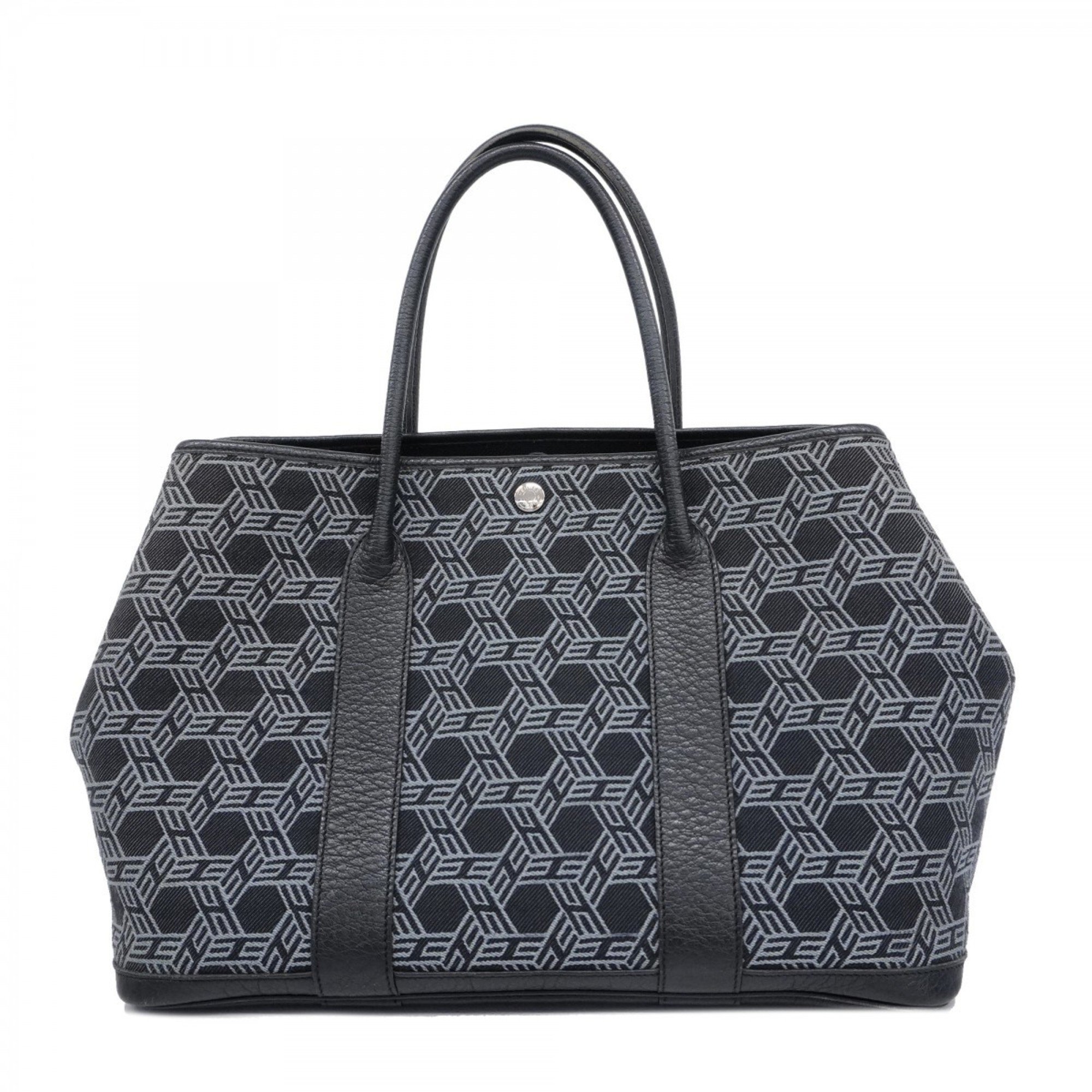 Hermes Tote Bag Garden PM Toile Seau H Black K Stamp Ladies