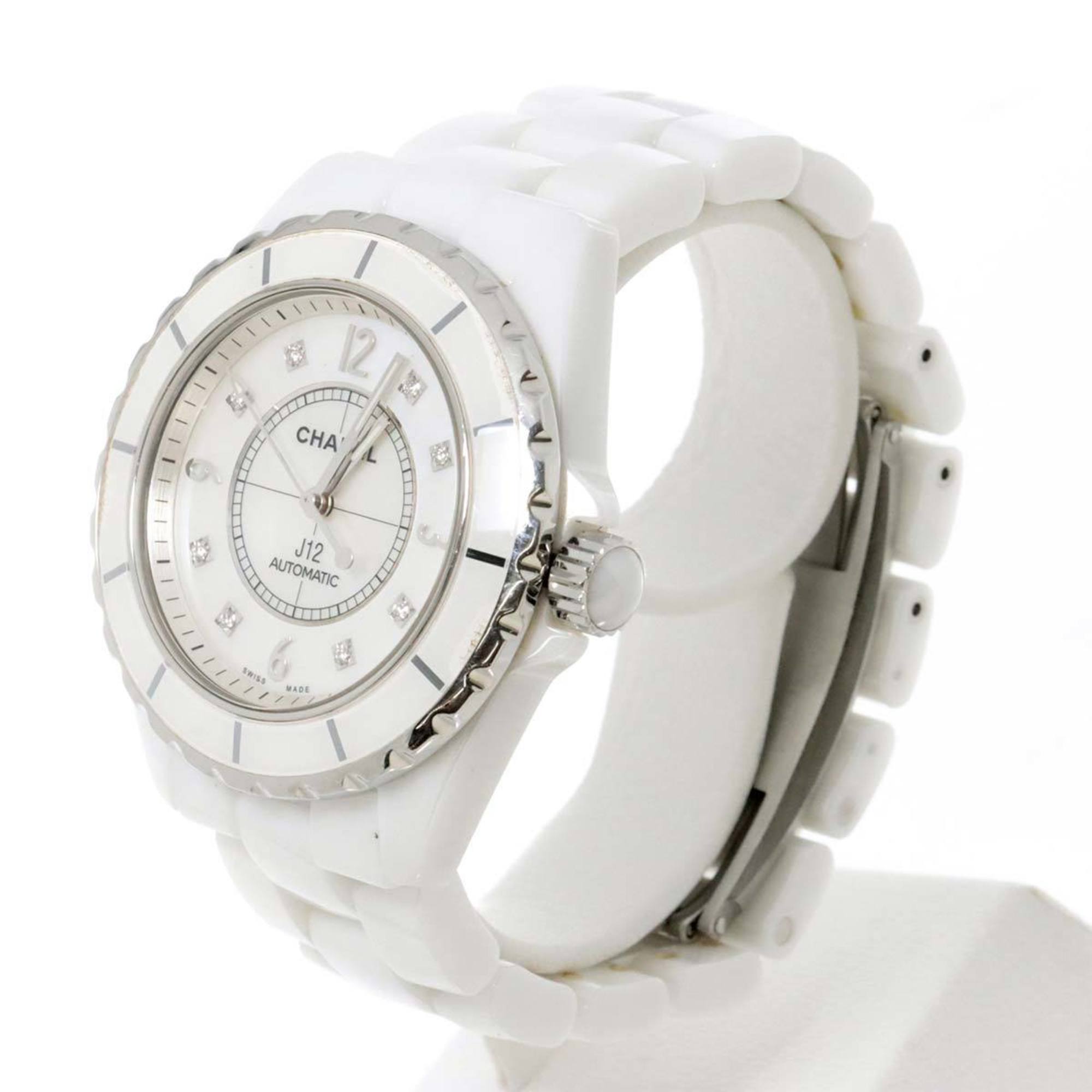 Chanel CHANEL J12 H2423 Men's Watch 8P Diamond White Shell Ceramic Automatic Self-Winding