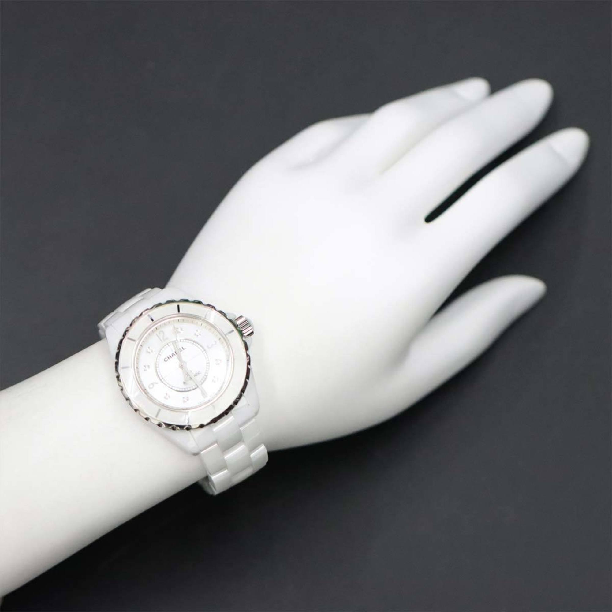 Chanel CHANEL J12 H2423 Men's Watch 8P Diamond White Shell Ceramic Automatic Self-Winding