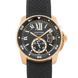 Cartier Calibre de Diver W7100052 Men's Watch Date Black K18PG Pink Gold Automatic