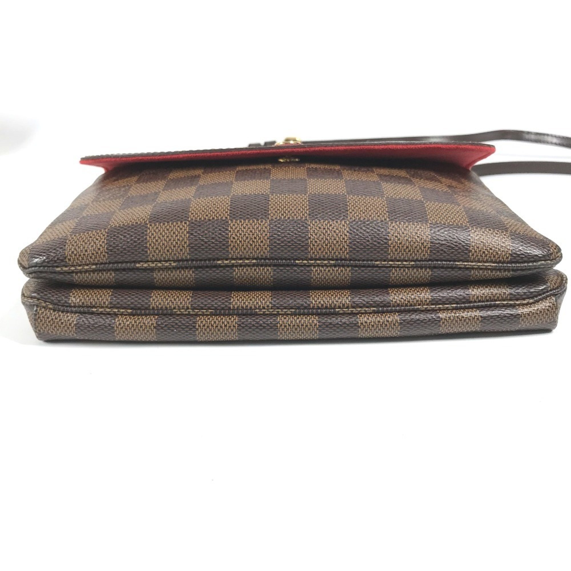 LOUIS VUITTON N48259 Damier Twice Pochette Shoulder Bag Canvas Women's Ebene Brown