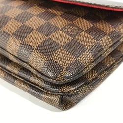 LOUIS VUITTON N48259 Damier Twice Pochette Shoulder Bag Canvas Women's Ebene Brown