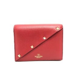 VALENTINO 5W2P0AE4VRF Rockstud Compact Wallet Bi-fold Leather Women's Red