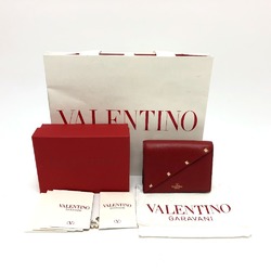 VALENTINO 5W2P0AE4VRF Rockstud Compact Wallet Bi-fold Leather Women's Red