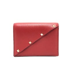 VALENTINO 5W2P0AE4VRF Rockstud Compact Wallet Bi-fold Leather Women's Red