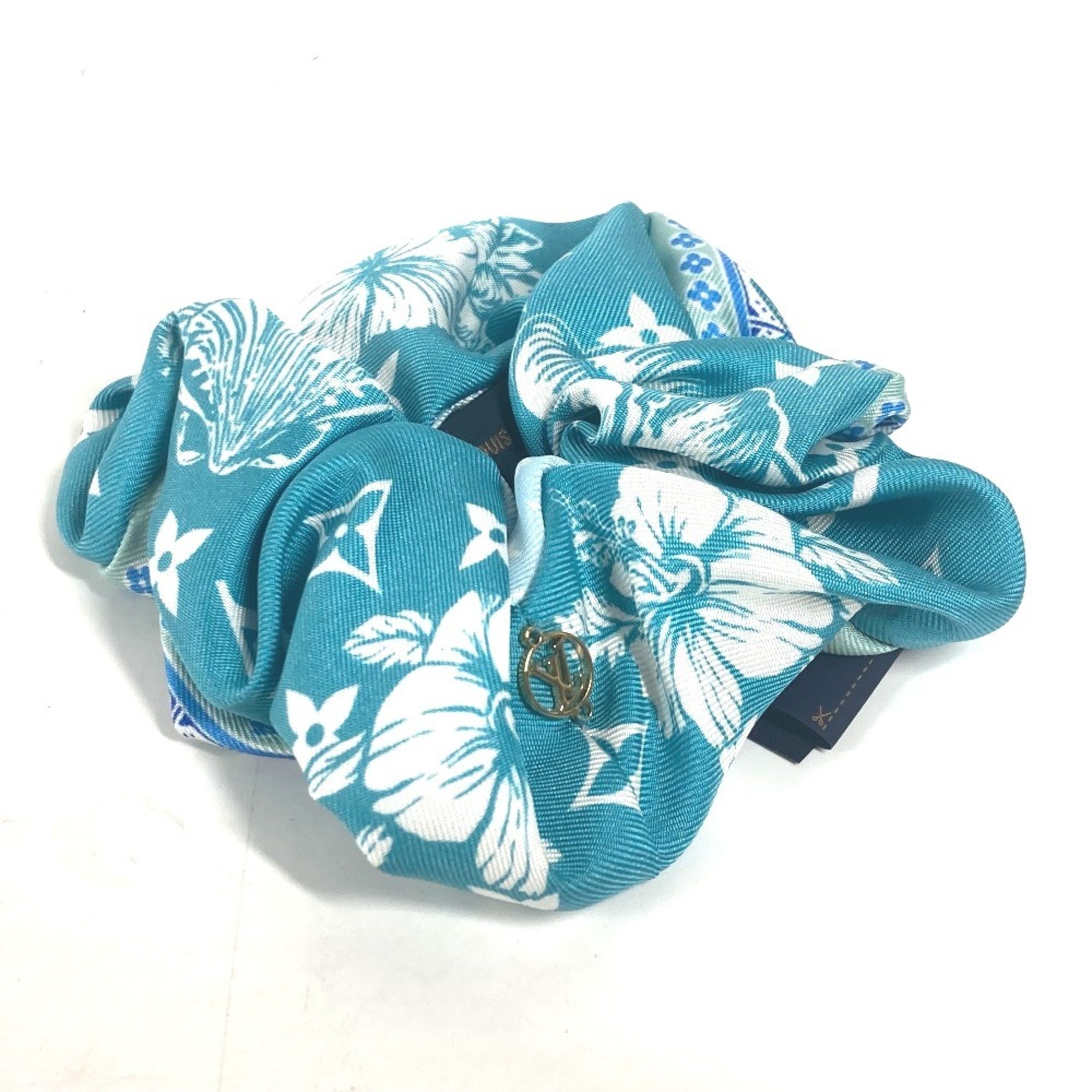 LOUIS VUITTON M79982 Hair Tie Scrunchie Set LV Island 1 Piece Silk Women's Blue