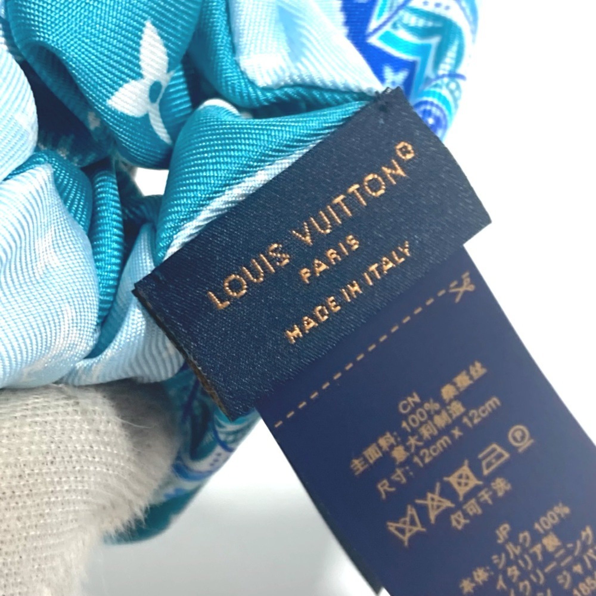 LOUIS VUITTON M79982 Hair Tie Scrunchie Set LV Island 1 Piece Silk Women's Blue