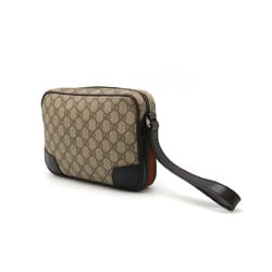 GUCCI GG Supreme Sherry Line Second Bag Clutch Handbag Beige Dark Brown 152599