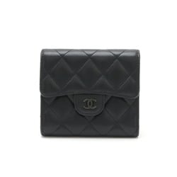 CHANEL Chanel Matelasse Coco Mark Classic Small Flap Wallet Tri-fold Leather Black AP0231