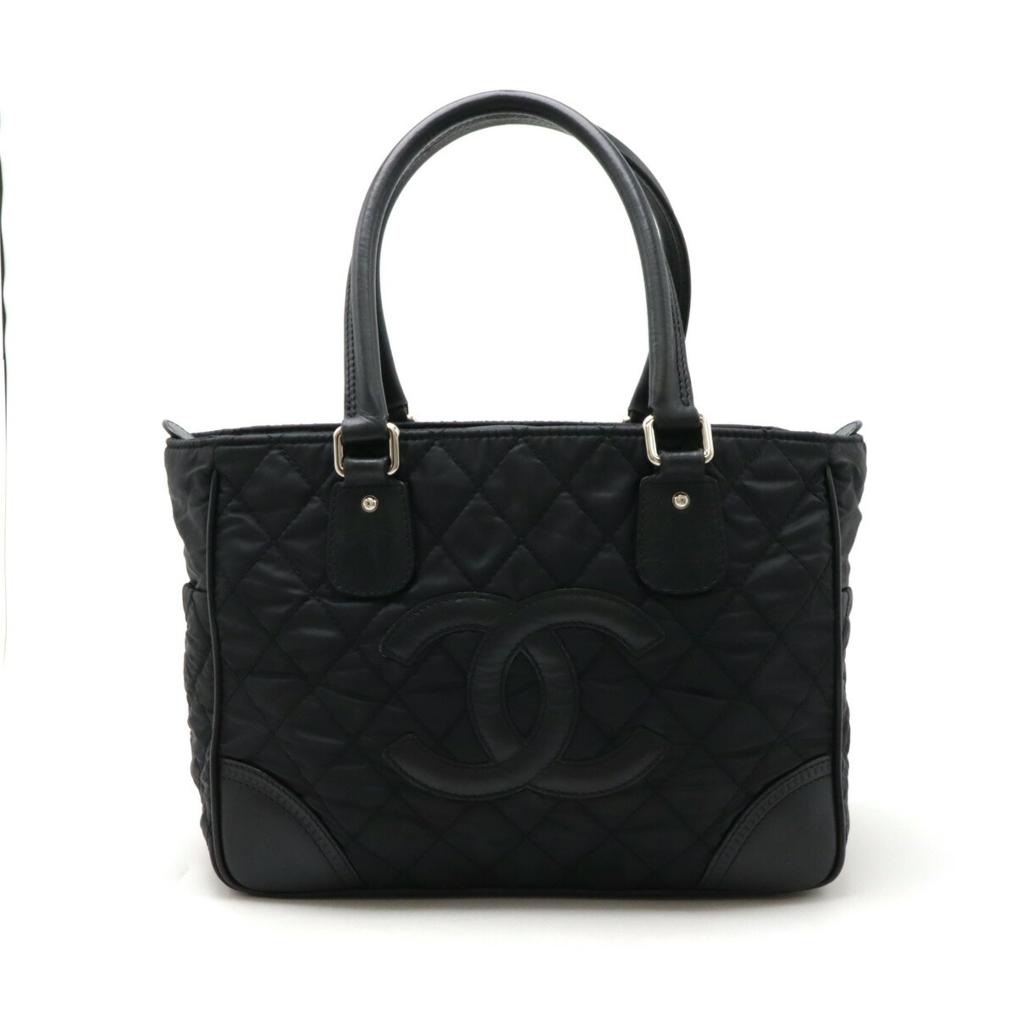 CHANEL Paris New York Line Matelasse Coco Mark Tote Bag Shoulder Nylon Leather Black A33100