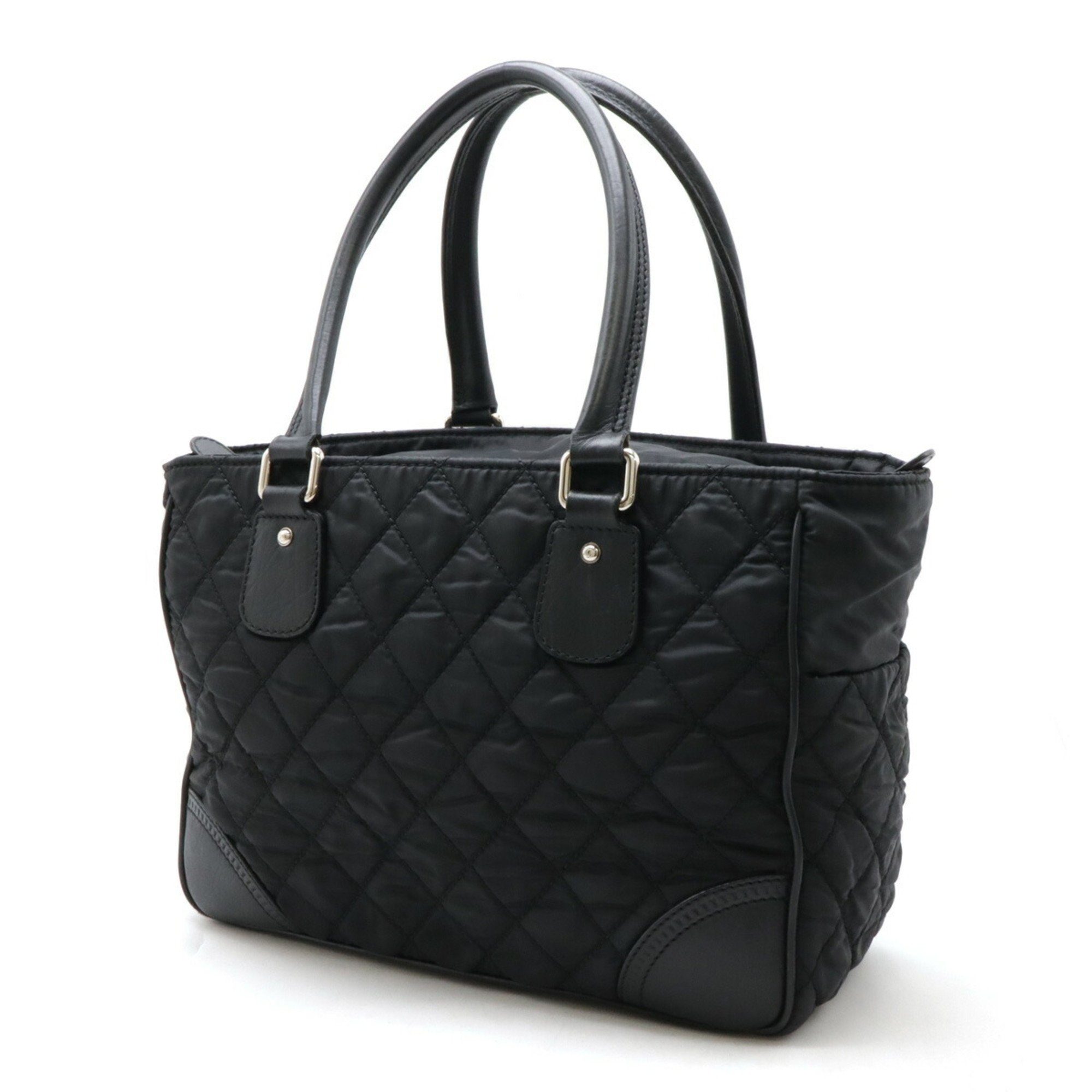 CHANEL Paris New York Line Matelasse Coco Mark Tote Bag Shoulder Nylon Leather Black A33100