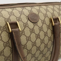 GUCCI Old Gucci GG Plus Handbag Boston Bag PVC Leather Khaki Beige Brown 002.39.6842