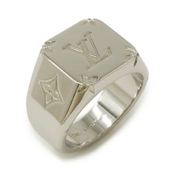 LOUIS VUITTON Louis Vuitton Signet Ring Monogram Medium Size #19 Silver Color M62487