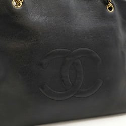 CHANEL Coco Mark Ball Chain Tote Bag Large Shoulder Caviar Skin Black A03578