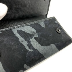 PRADA Camouflage 6-Key Holder Long Key Case Nylon Women's Black