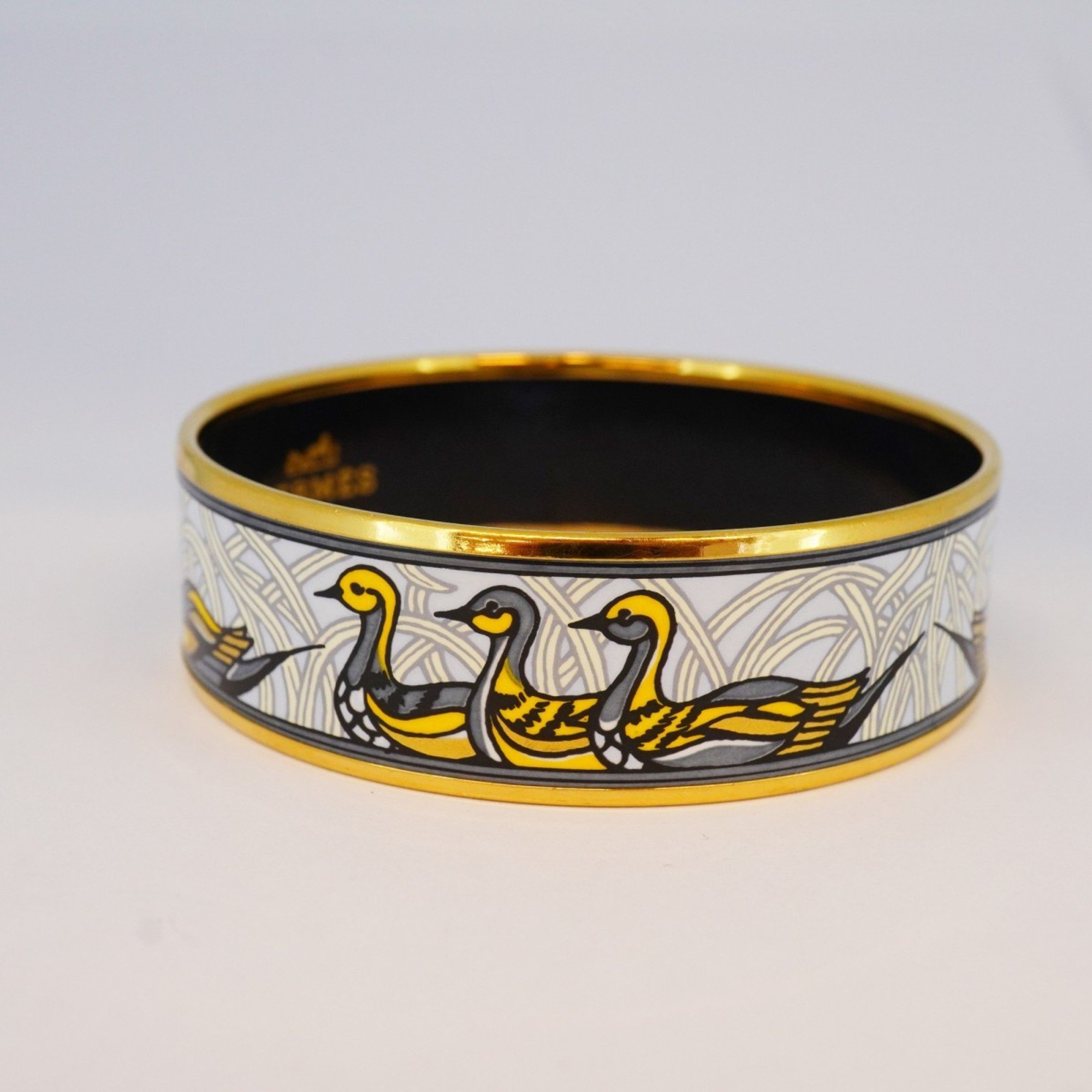 Hermes Bangle, enamel, GM, GP plating, cloisonné, gold, multi-color, men's, women's