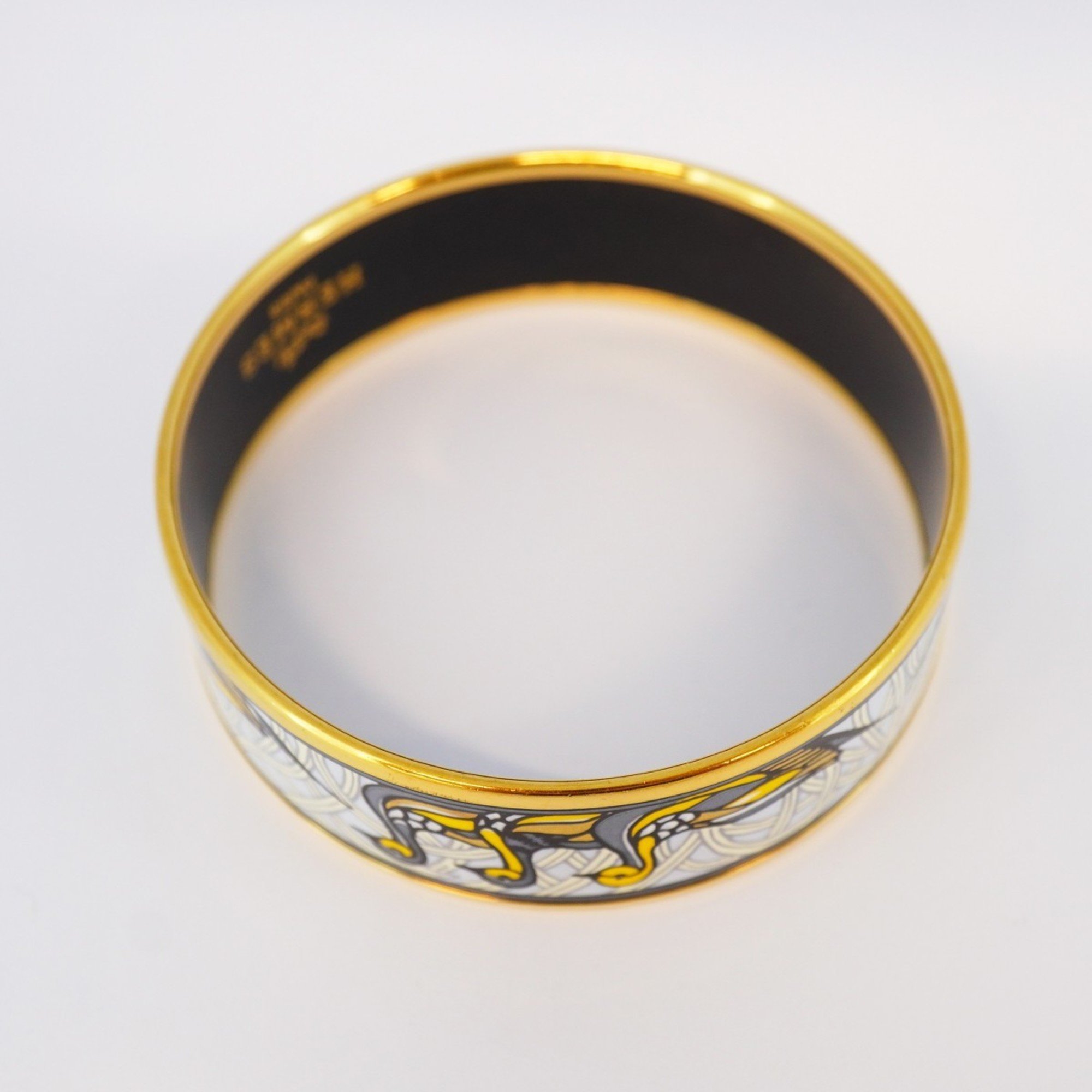 Hermes Bangle, enamel, GM, GP plating, cloisonné, gold, multi-color, men's, women's