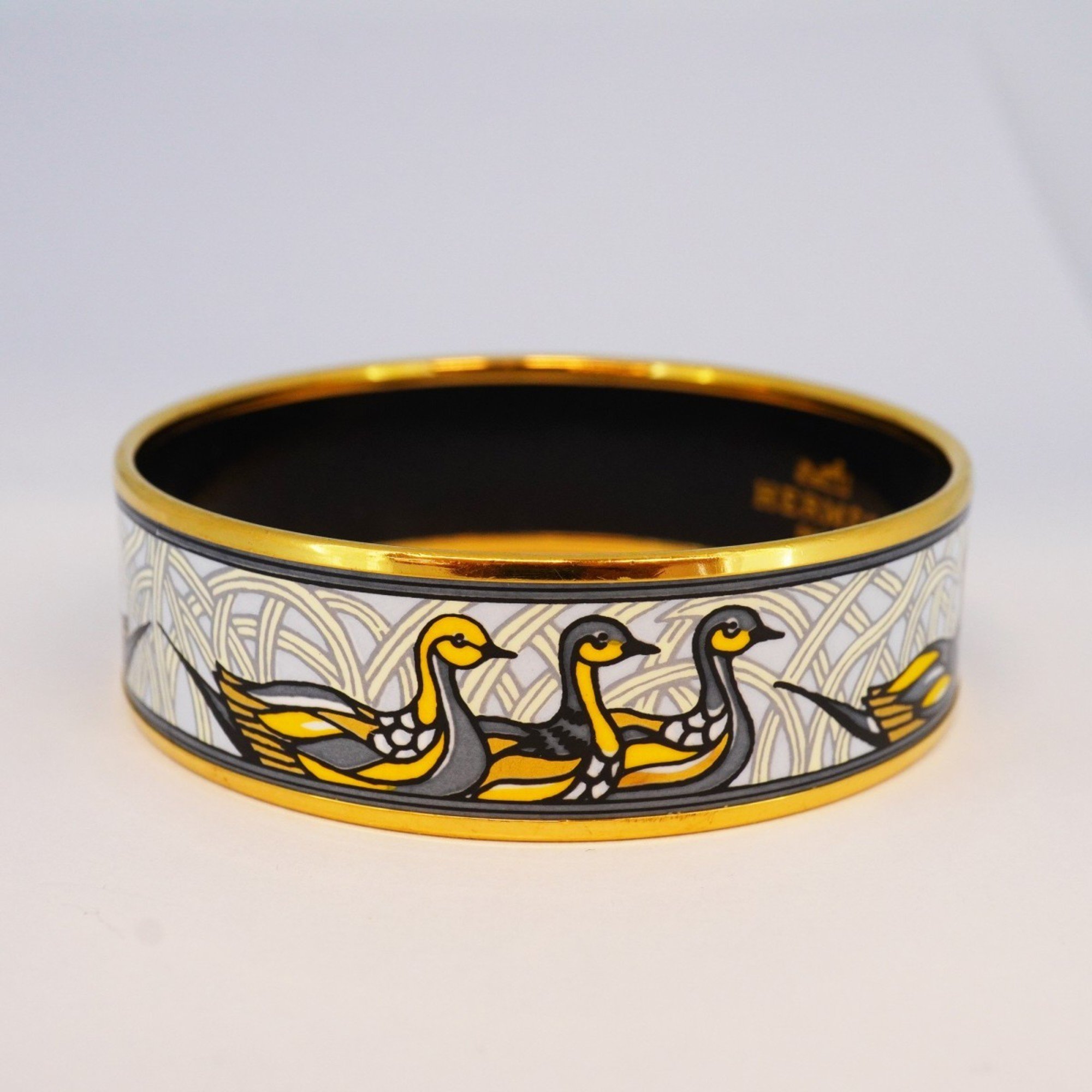 Hermes Bangle, enamel, GM, GP plating, cloisonné, gold, multi-color, men's, women's