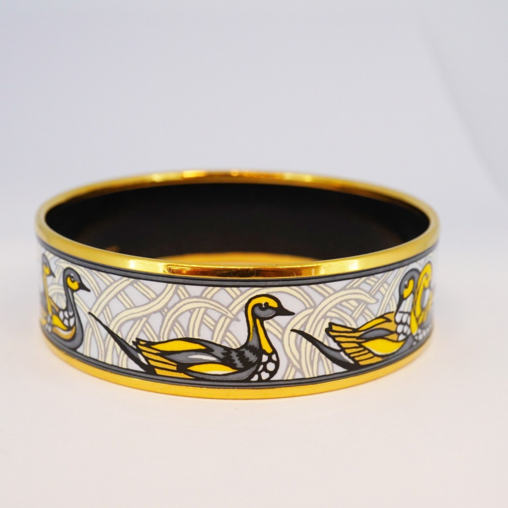 Hermes Bangle, enamel, GM, GP plating, cloisonné, gold, multi-color, men's, women's