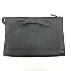 PRADA 2VN014 Triangle Plate Leather Clutch Bag Men's Black