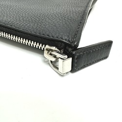 PRADA 2VN014 Triangle Plate Leather Clutch Bag Men's Black