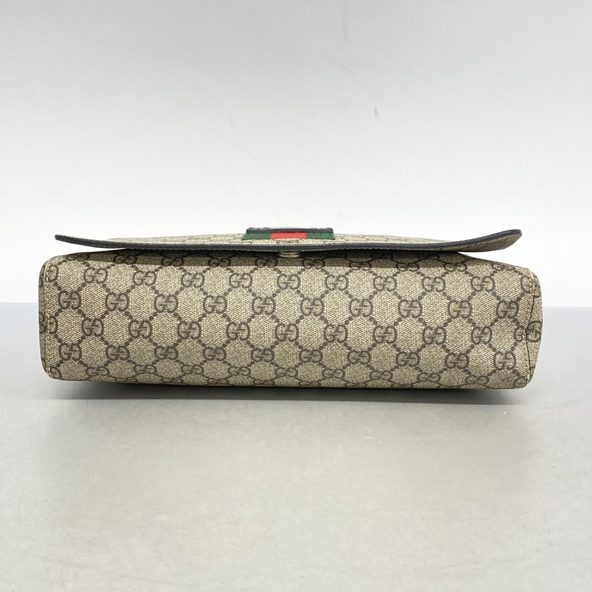 Gucci Shoulder Bag GG Supreme Sherry Line 475432 Beige Black Men's