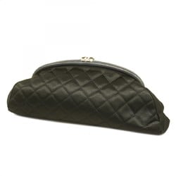 Chanel Clutch Bag Matelasse Satin Black Women's