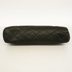 Chanel Clutch Bag Matelasse Satin Black Women's