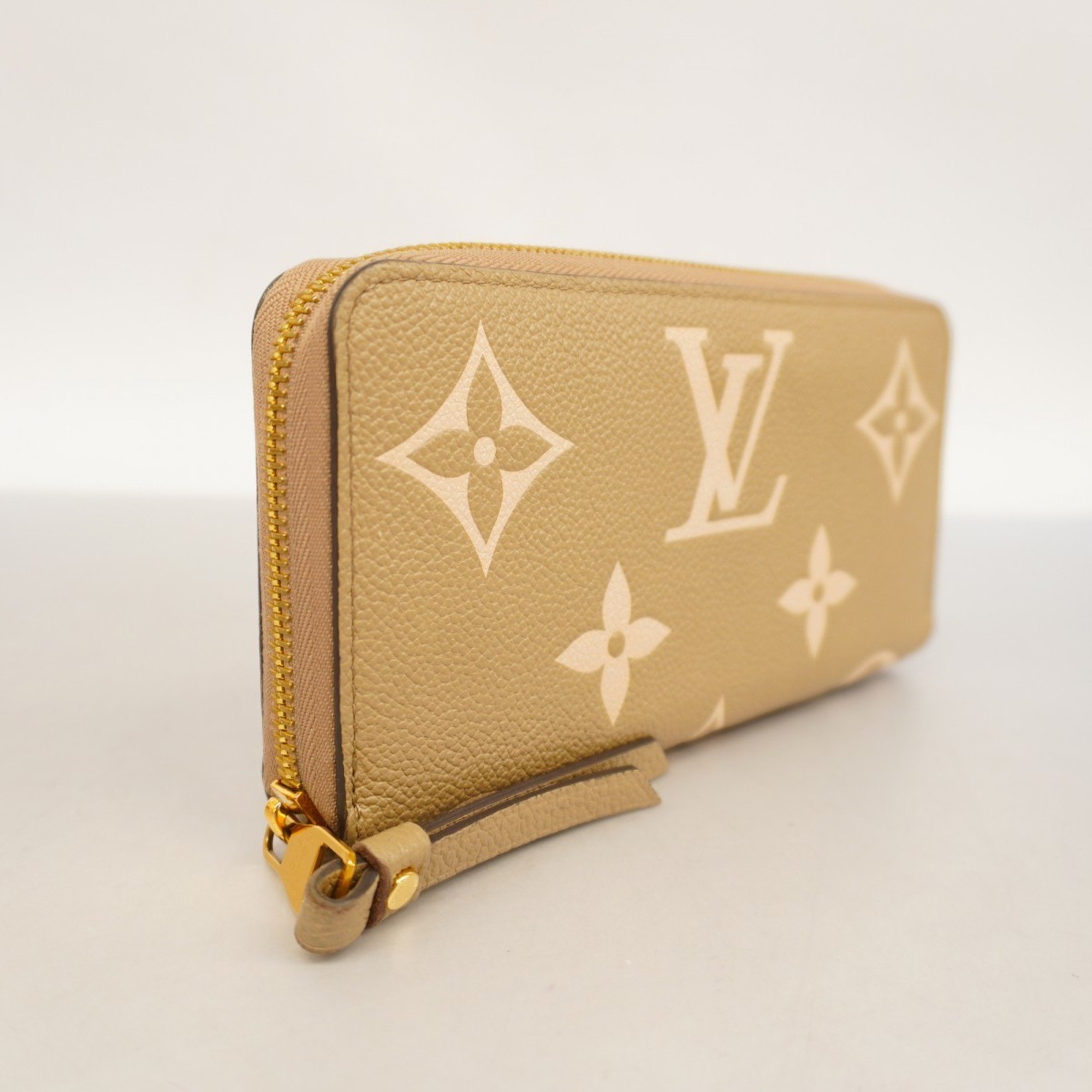 Louis Vuitton Long Wallet Monogram Empreinte Bicolor Zippy M69794 Tourterelle Crème Ladies