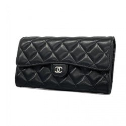 Chanel Long Wallet Matelasse Lambskin Black Women's