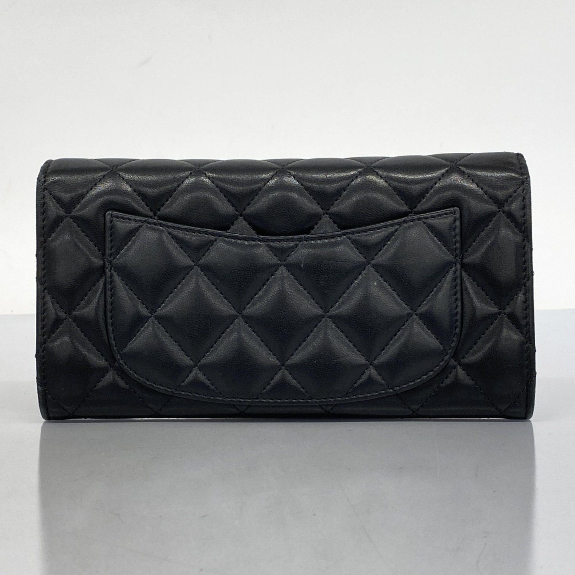 Chanel Long Wallet Matelasse Lambskin Black Women's