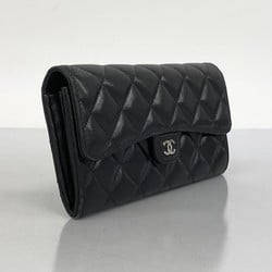 Chanel Long Wallet Matelasse Lambskin Black Women's