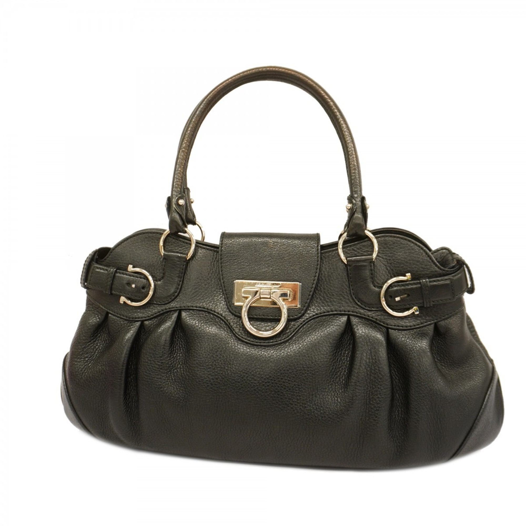 Salvatore Ferragamo Handbag Gancini Leather Black Women's