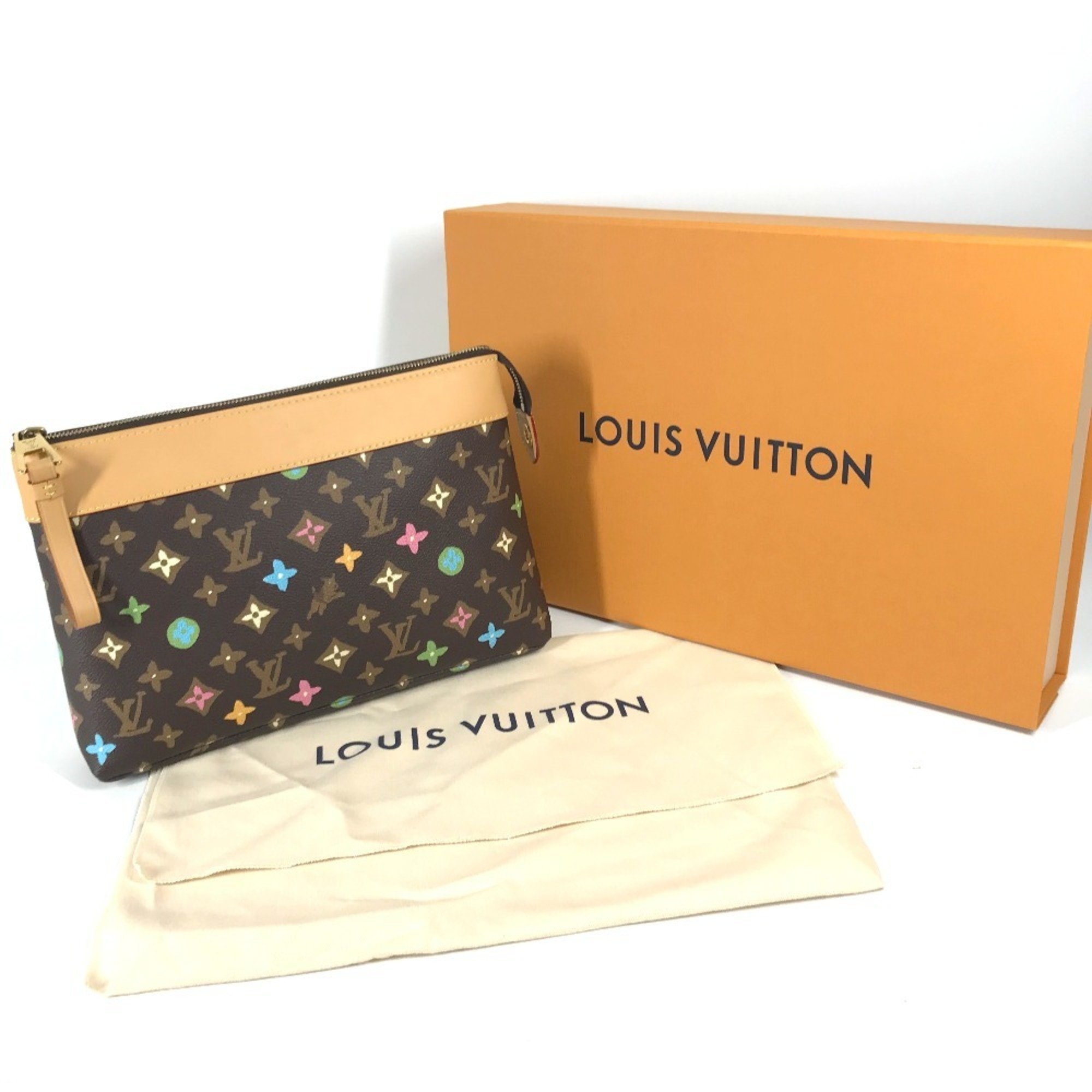 LOUIS VUITTON M83568 Monogram Craggy Pochette Voyage Souple Pouch Clutch Bag for Men and Women Chocolate Brown