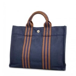 Hermes Tote Bag Foult PM Canvas Navy Women's