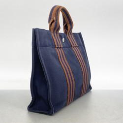 Hermes Tote Bag Foult PM Canvas Navy Women's