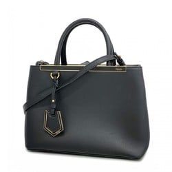 Fendi Handbag Two Jours Leather Black Women's