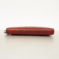 Chanel Long Wallet Matelasse Caviar Skin Red Women's